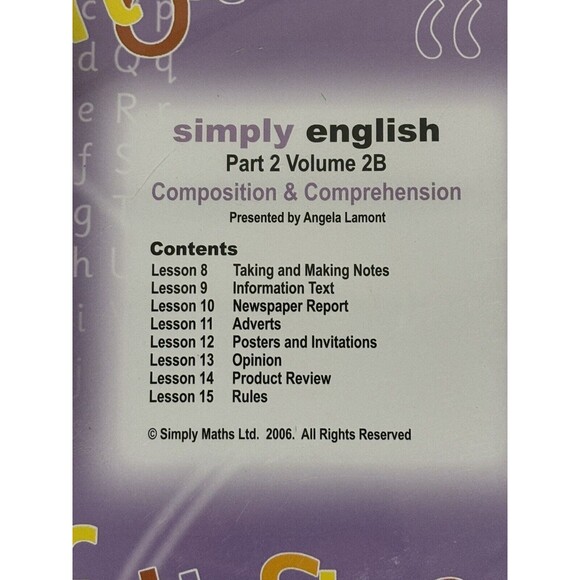 Simply Eng. Part 2 Vol. 2B DVD Simply Maths Study Program Brand New/Sealed 2006 - Picture 3 of 4